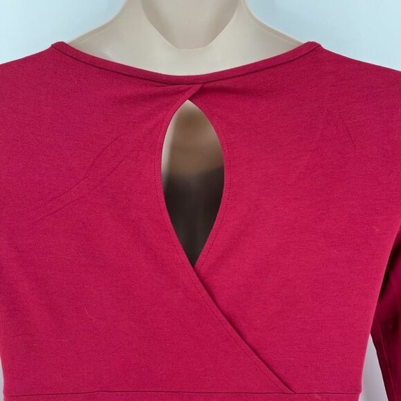 Eileen Fisher Swing Dress Size S Burgundy Pullover Keyhole Back Midi - Picture 6 of 8